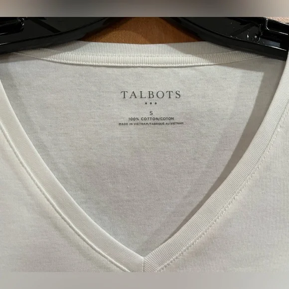 TALBOTS LONG SLEEVE WHITE V-NECK T-SHIRT SZ S - Picture 3 of 6